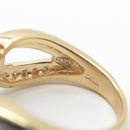 925 Sterling Silver Gold Plated DBJ Real Light Blue Topaz Gem Oval Ring Size 5