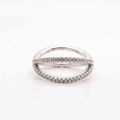 925 Sterling Silver Pave C Z Crossover Band Ring Size 5