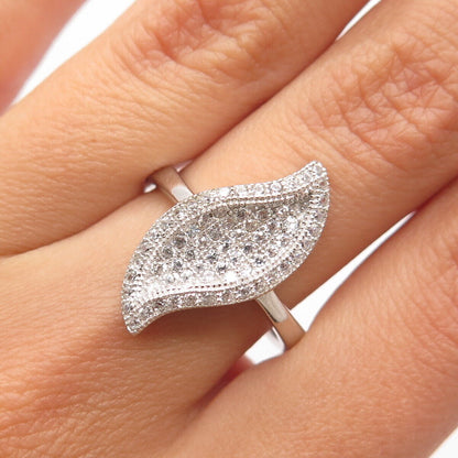 925 Sterling Silver Pave C Z Braided Ring Size 8.25