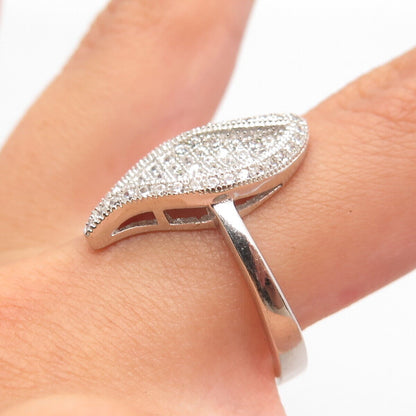 925 Sterling Silver Pave C Z Braided Ring Size 8.25