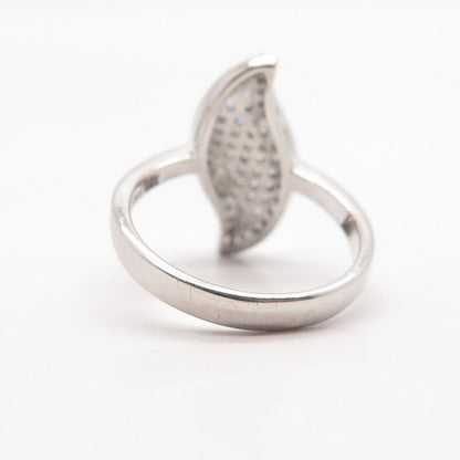 925 Sterling Silver Pave C Z Braided Ring Size 8.25