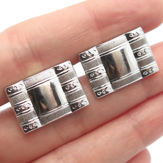 925 Sterling Silver Vintage Front Textured Cufflinks