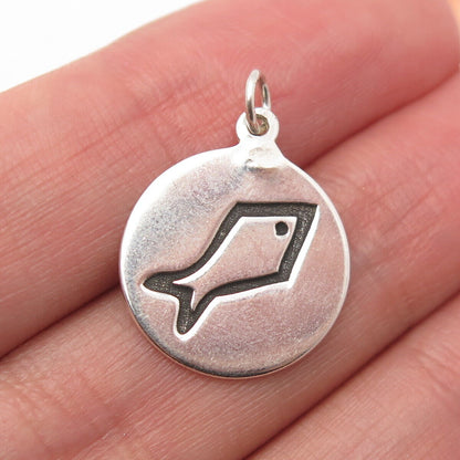 925 Sterling Silver Fish Charm Pendant