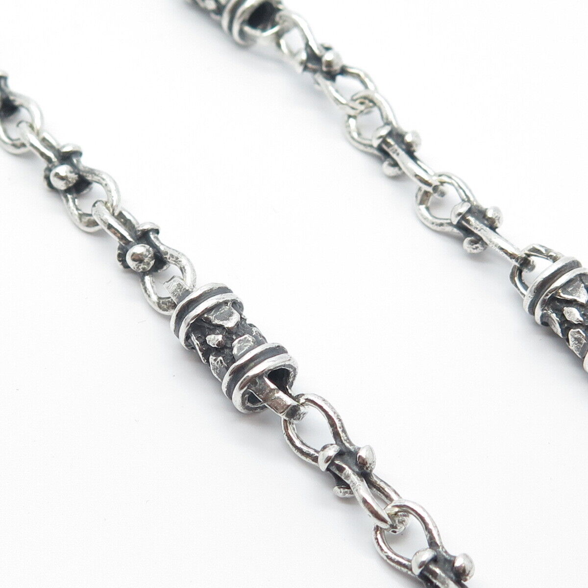 925 Sterling Silver Vintage Fancy Tube Chain Necklace 28"