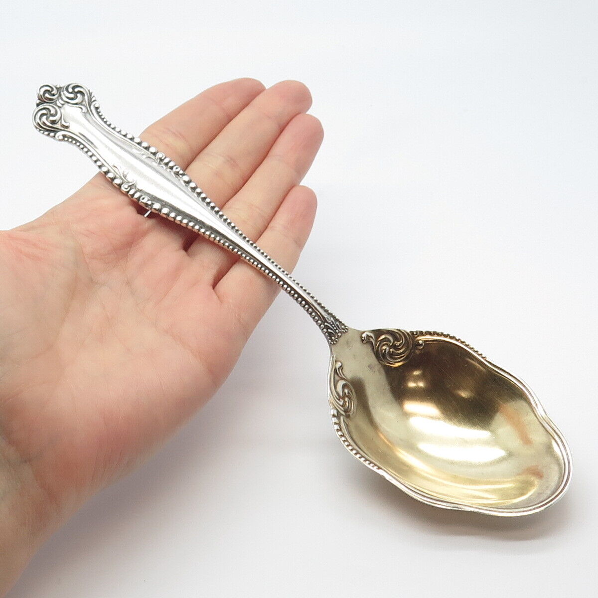 830S Silver 2-Tone Antique 1893 Towle Silver Canterbury Serving Spoon