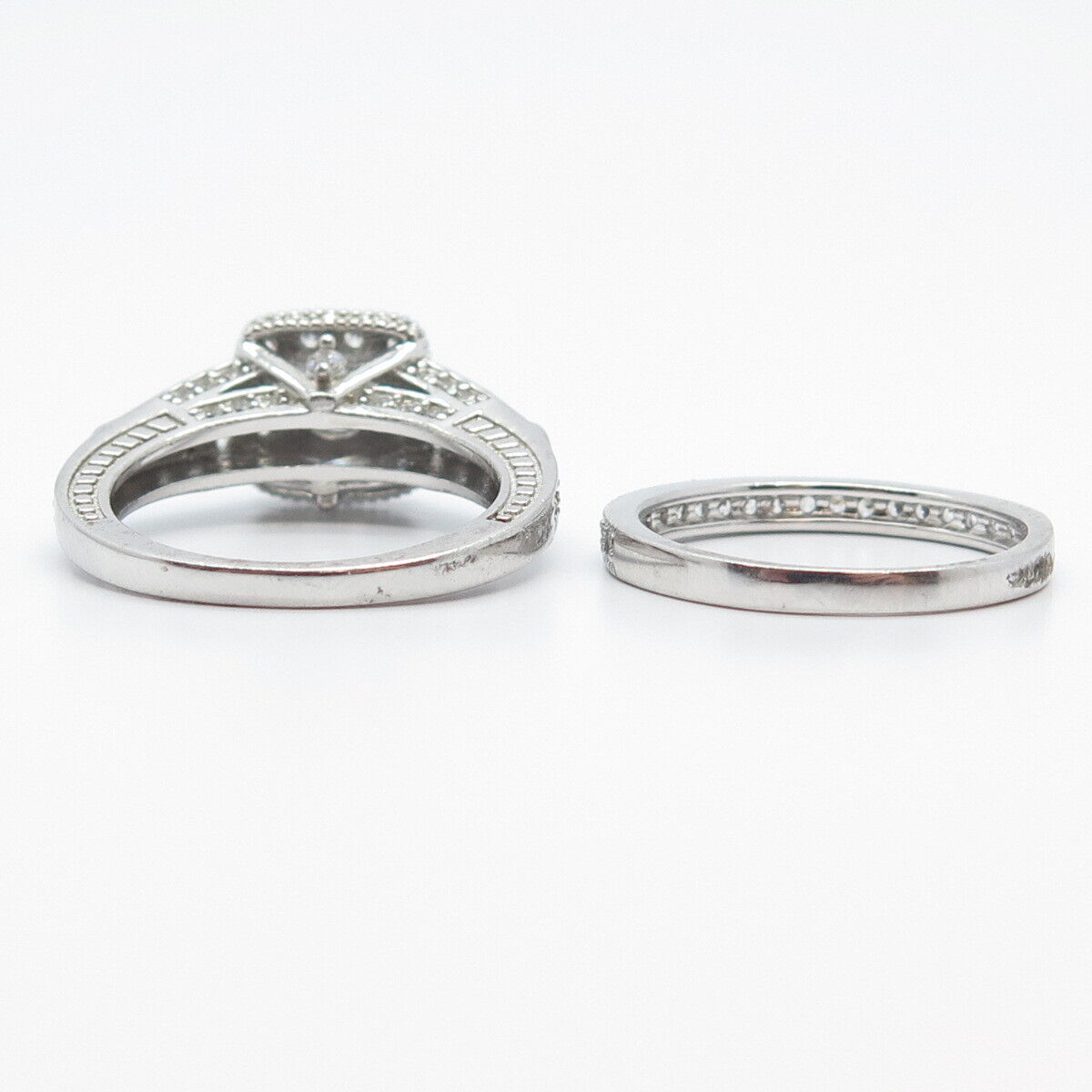 925 Sterling Silver C Z Set of Two Stackable Ring Size 7.25