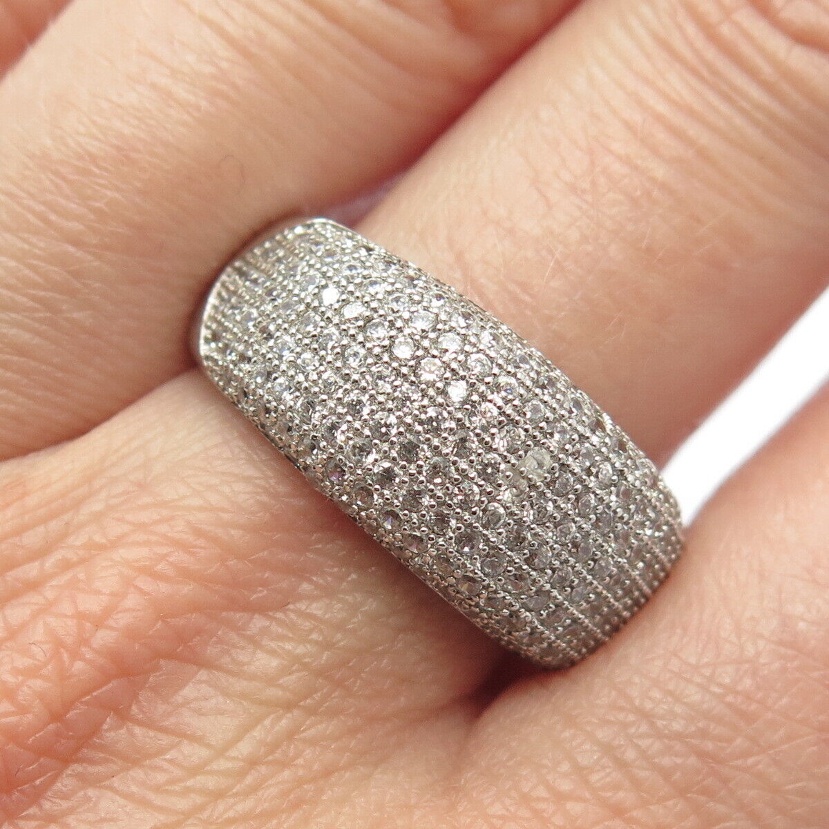 925 Sterling Silver Pave C Z Ring Size 9.25