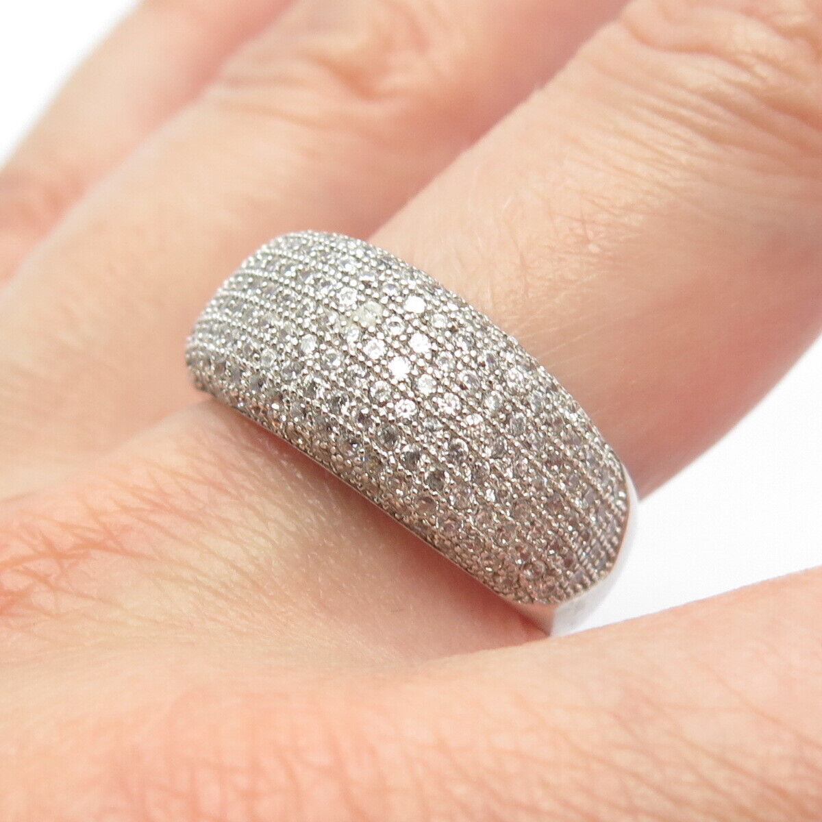 925 Sterling Silver Pave C Z Ring Size 9.25