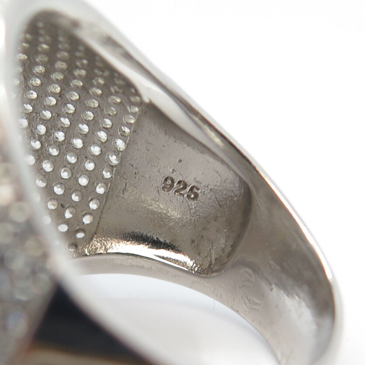 925 Sterling Silver Pave C Z Crown Wide Ring Size 12