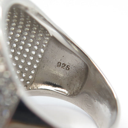 925 Sterling Silver Pave C Z Crown Wide Ring Size 12