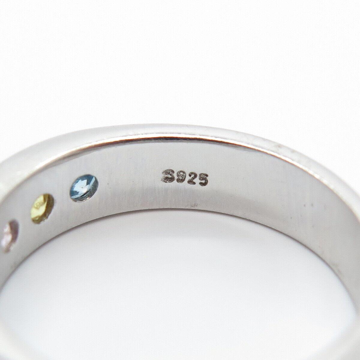 925 Sterling Silver Multi-Color C Z Band Ring Size 7.75