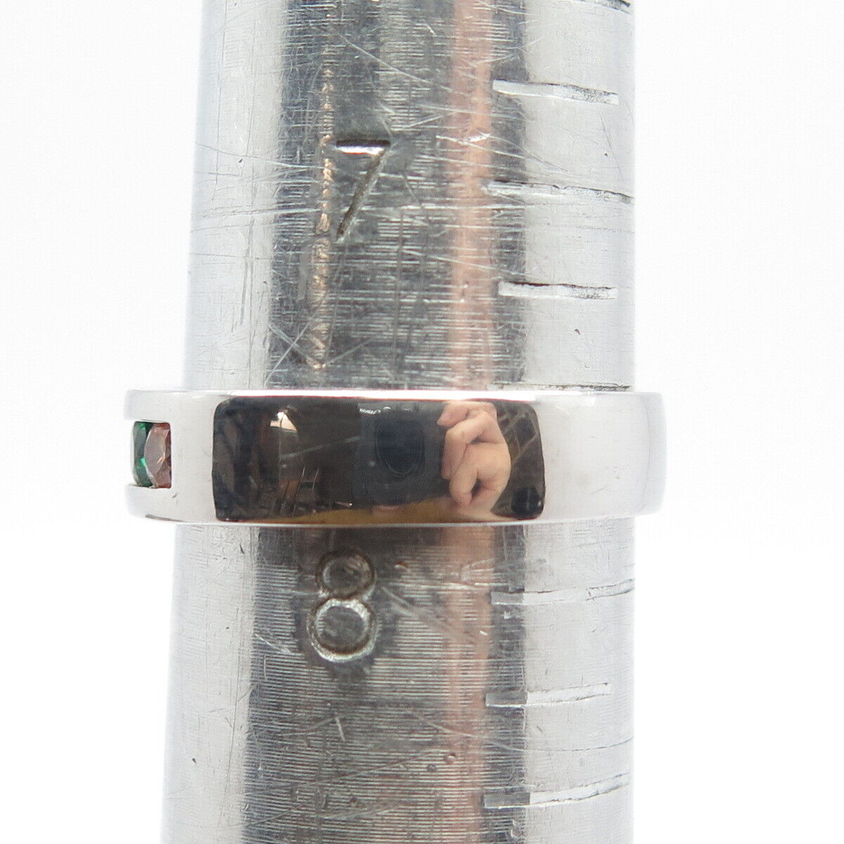 925 Sterling Silver Multi-Color C Z Band Ring Size 7.75