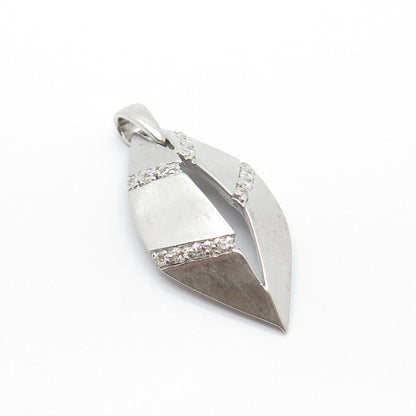 925 Sterling Silver Pave C Z Modernist Pendant