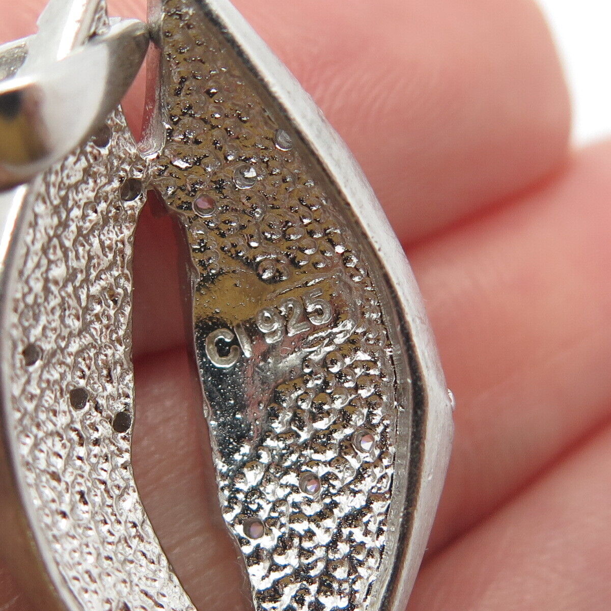 925 Sterling Silver Pave C Z Modernist Pendant