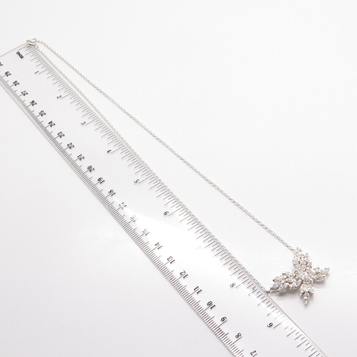 925 Sterling Silver Marquise-Cut C Z Rolo Chain Necklace 17"