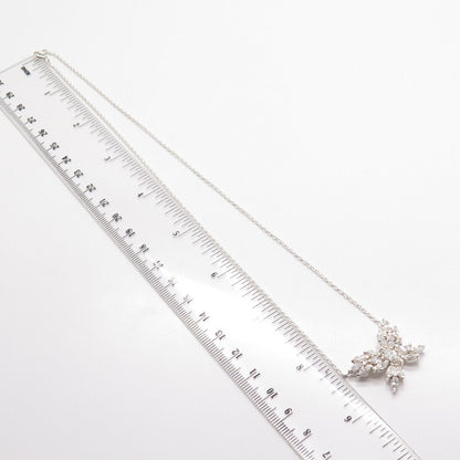 925 Sterling Silver Marquise-Cut C Z Rolo Chain Necklace 17"