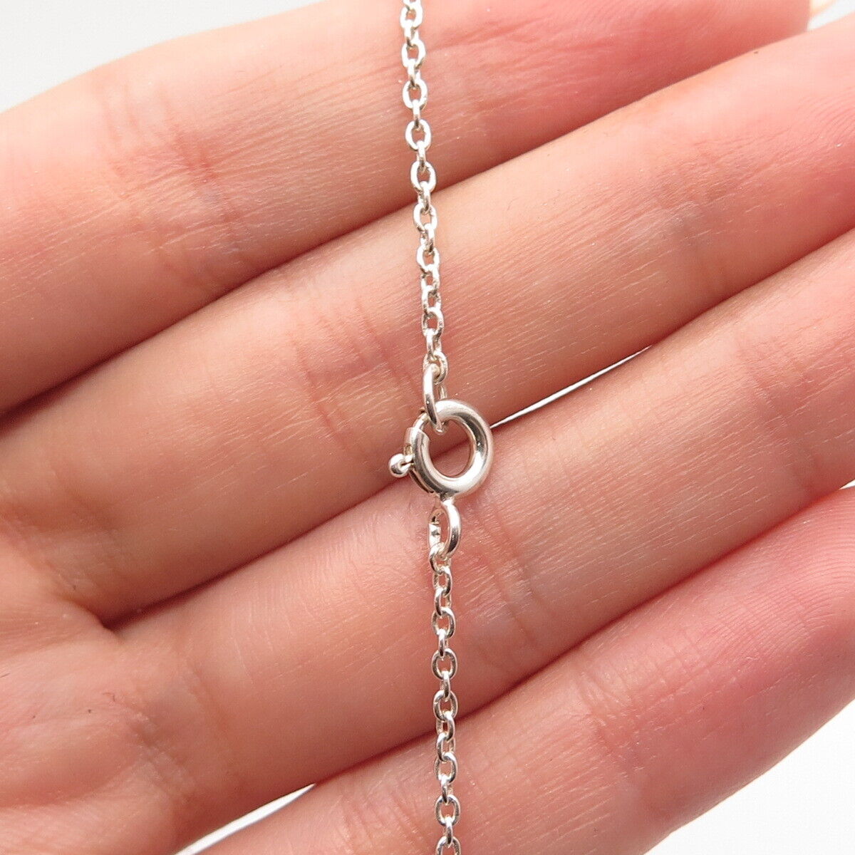 925 Sterling Silver Marquise-Cut C Z Rolo Chain Necklace 17"