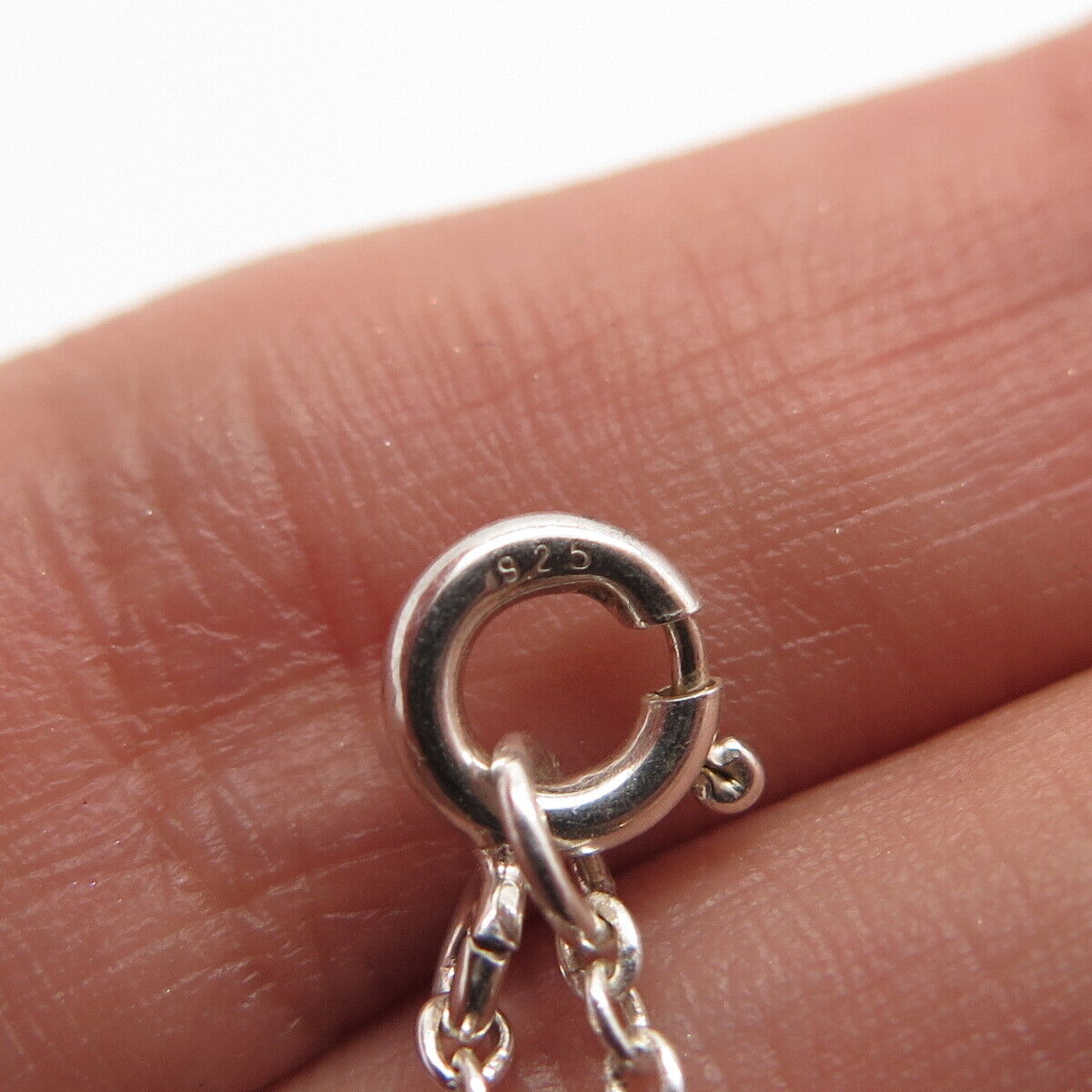 925 Sterling Silver Marquise-Cut C Z Rolo Chain Necklace 17"