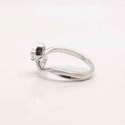 925 Sterling Silver Round-Cut C Z Modernist Ring Size 6