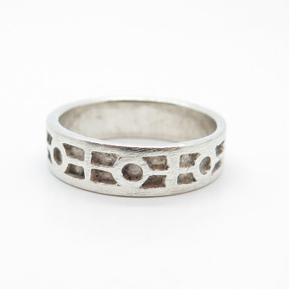 925 Sterling Silver Vintage Carved Tribal Band Ring Size 8.25