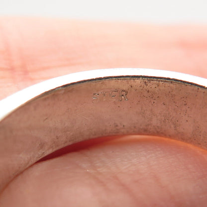 925 Sterling Silver Vintage Carved Tribal Band Ring Size 8.25