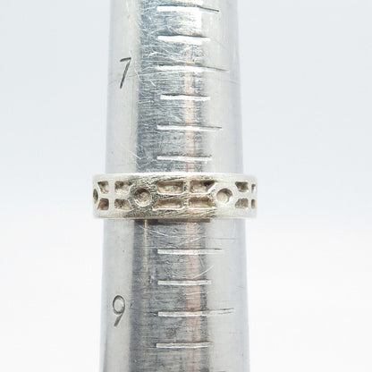 925 Sterling Silver Vintage Carved Tribal Band Ring Size 8.25