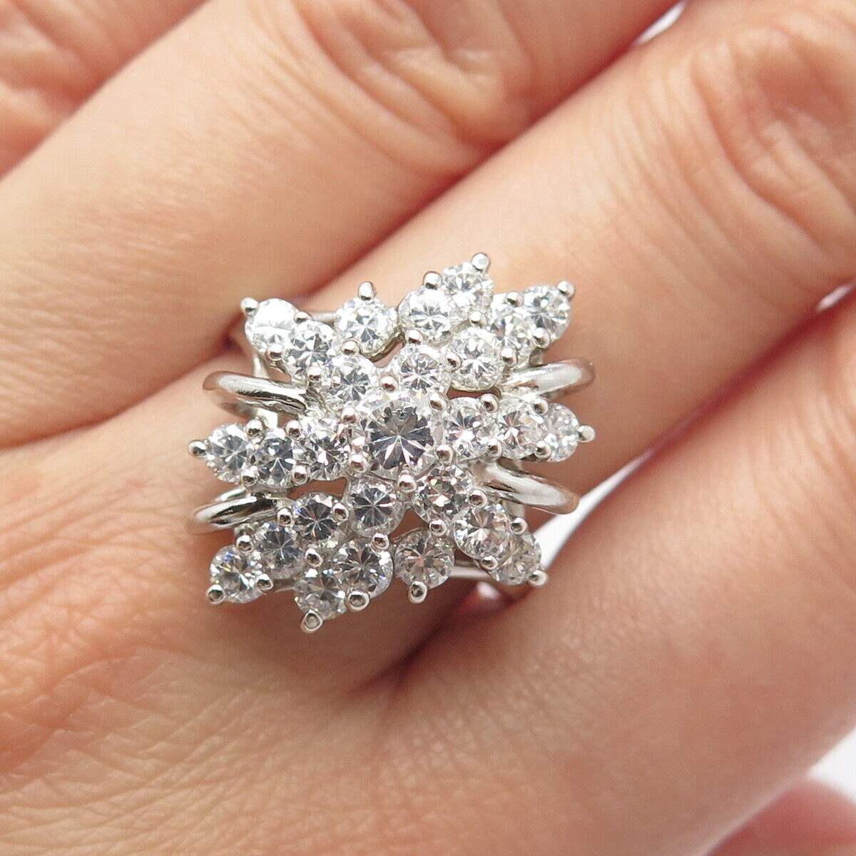 925 Sterling Silver Pave C Z Ring Size 10.25