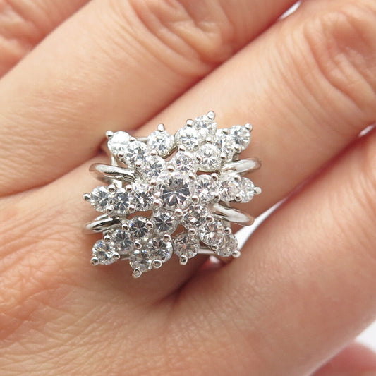 925 Sterling Silver Pave C Z Ring Size 10.25