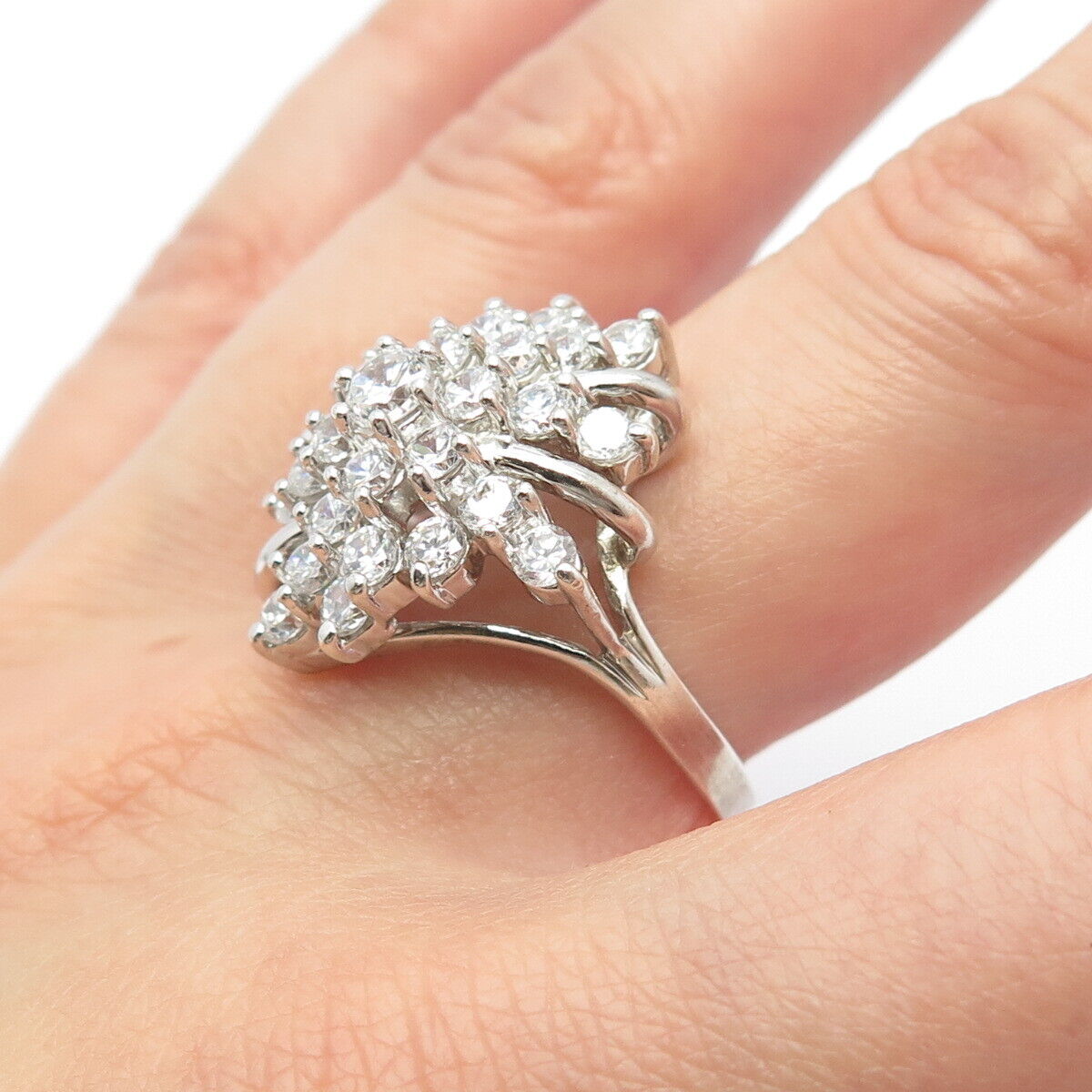 925 Sterling Silver Pave C Z Ring Size 10.25