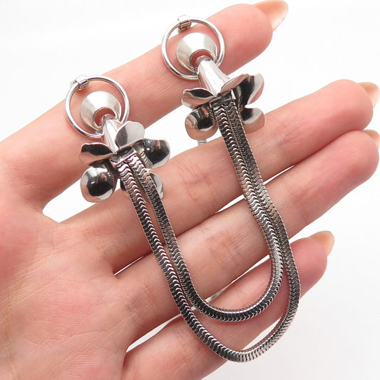 925 Sterling Silver Vintage Carl Art Floral Station Snake Chain Necklace 16"