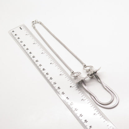 925 Sterling Silver Vintage Carl Art Floral Station Snake Chain Necklace 16"