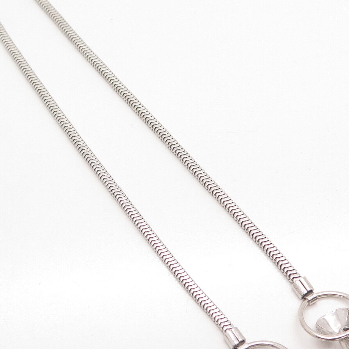 925 Sterling Silver Vintage Carl Art Floral Station Snake Chain Necklace 16"