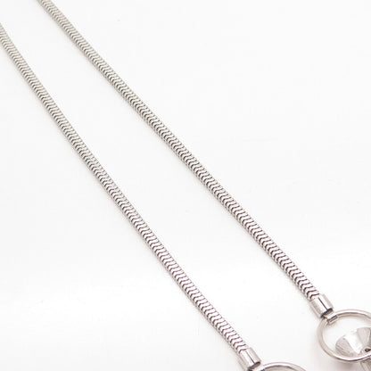 925 Sterling Silver Vintage Carl Art Floral Station Snake Chain Necklace 16"