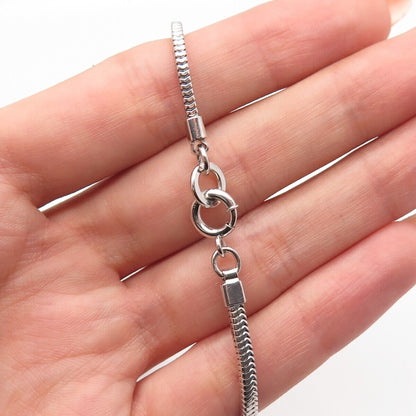 925 Sterling Silver Vintage Carl Art Floral Station Snake Chain Necklace 16"