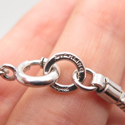 925 Sterling Silver Vintage Carl Art Floral Station Snake Chain Necklace 16"