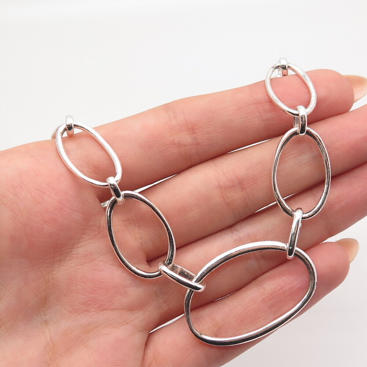 925 Sterling Silver Oval Link Chain Necklace 18"