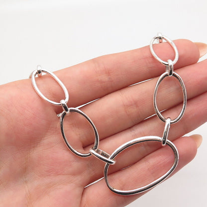925 Sterling Silver Oval Link Chain Necklace 18"