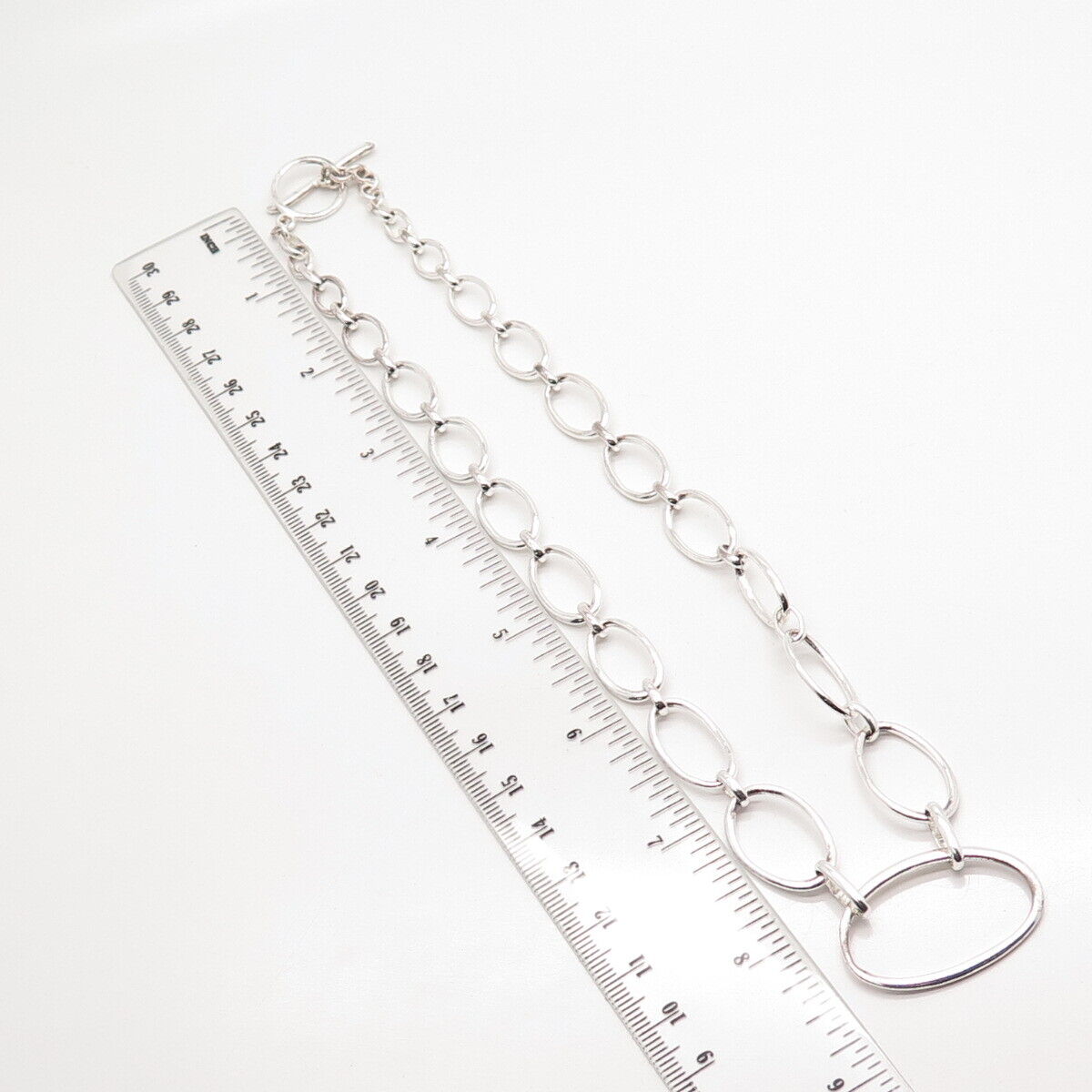 925 Sterling Silver Oval Link Chain Necklace 18"