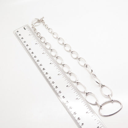 925 Sterling Silver Oval Link Chain Necklace 18"