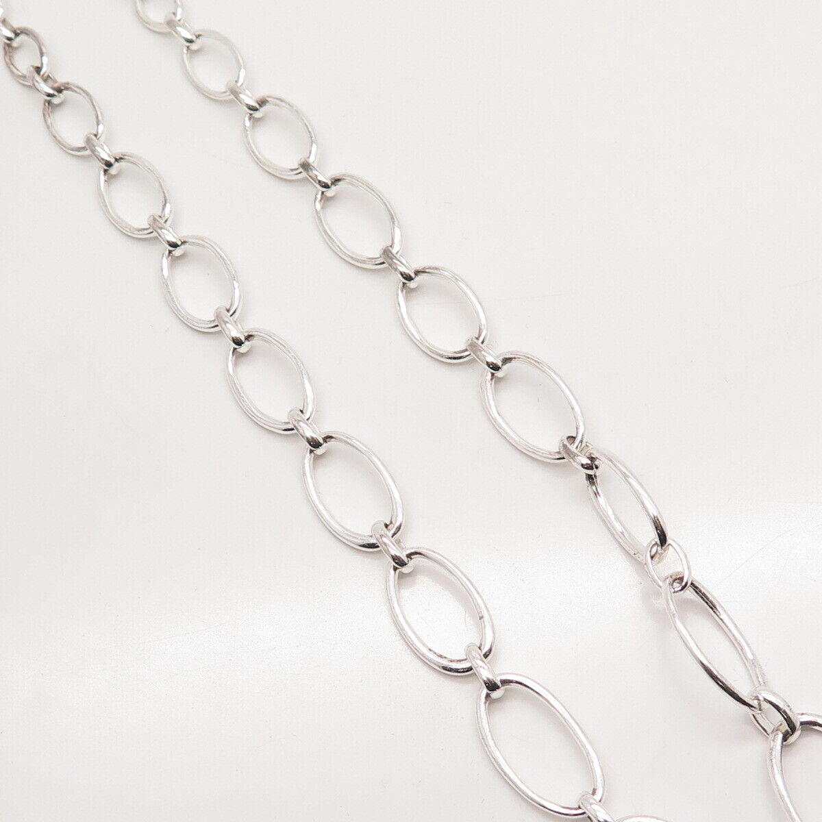 925 Sterling Silver Oval Link Chain Necklace 18"