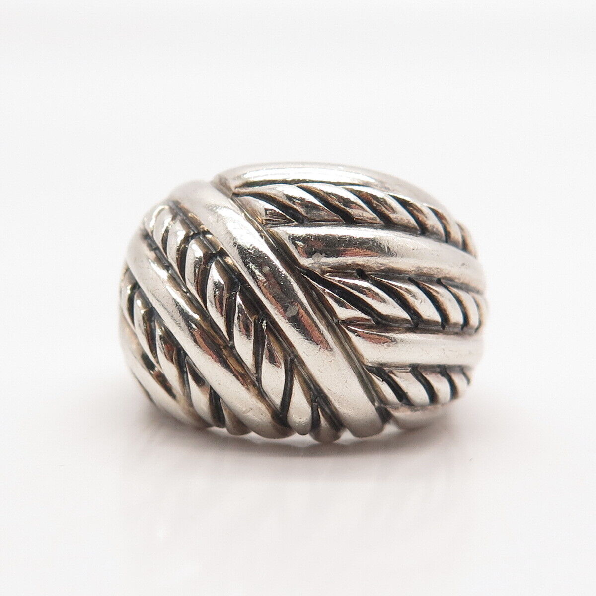 925 Sterling Silver Vintage Twisted Domed Knot Ring Size 8.25