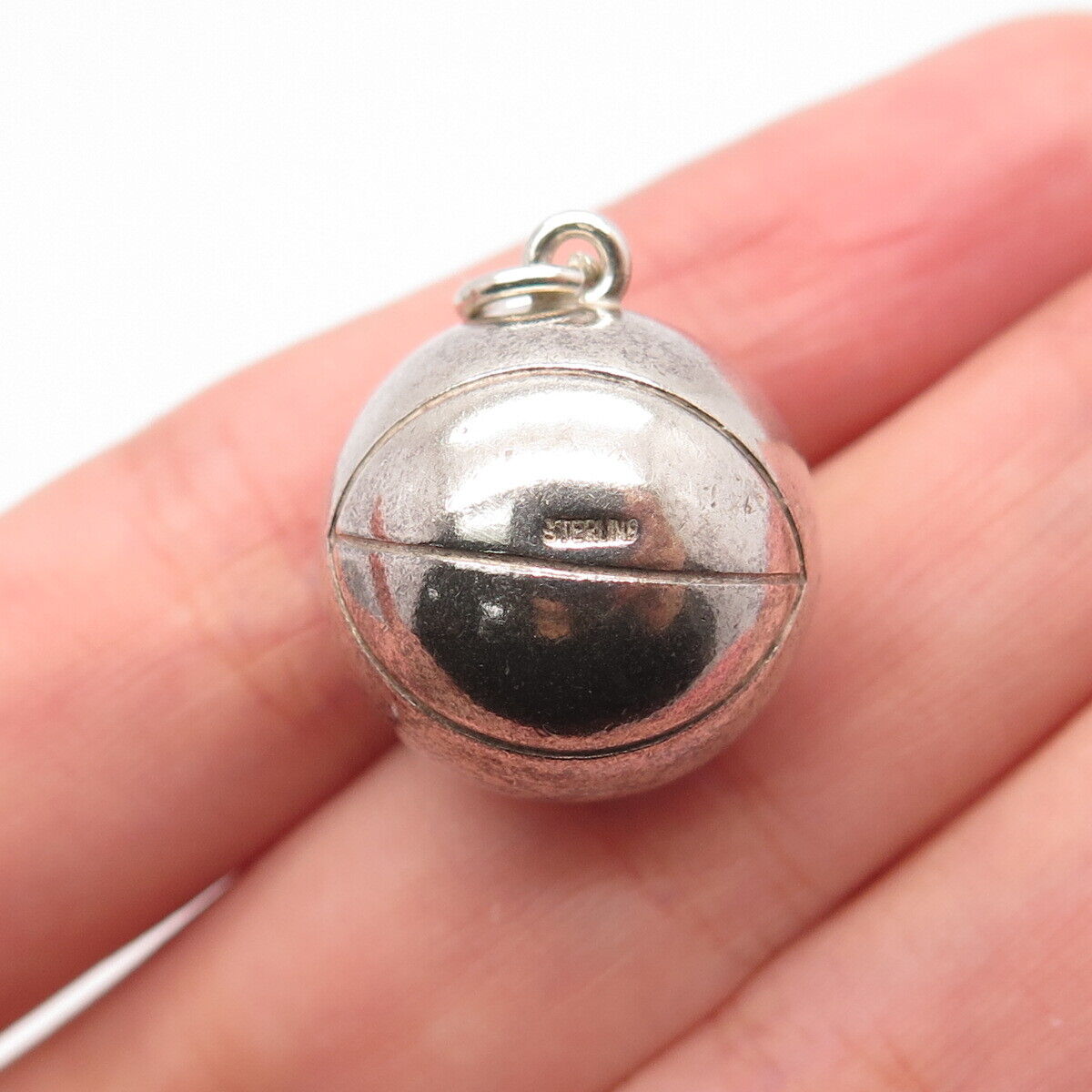 925 Sterling Silver Antique "BHS Champions" Rugby Ball Charm Pendant