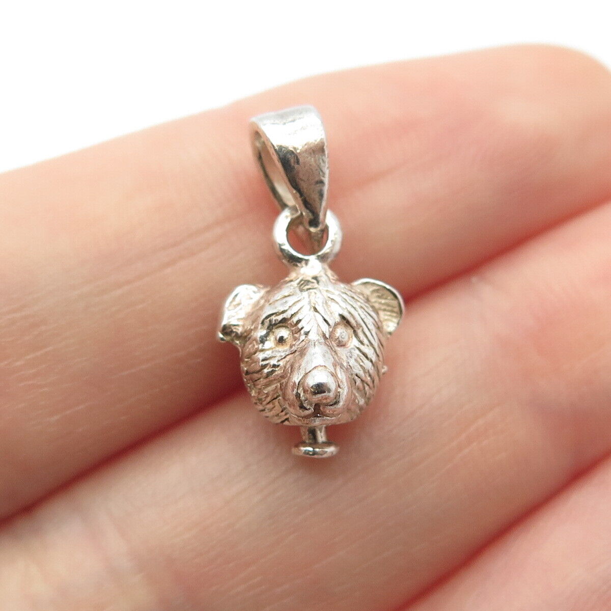 925 Sterling Silver Vintage Bear's Head Pendant