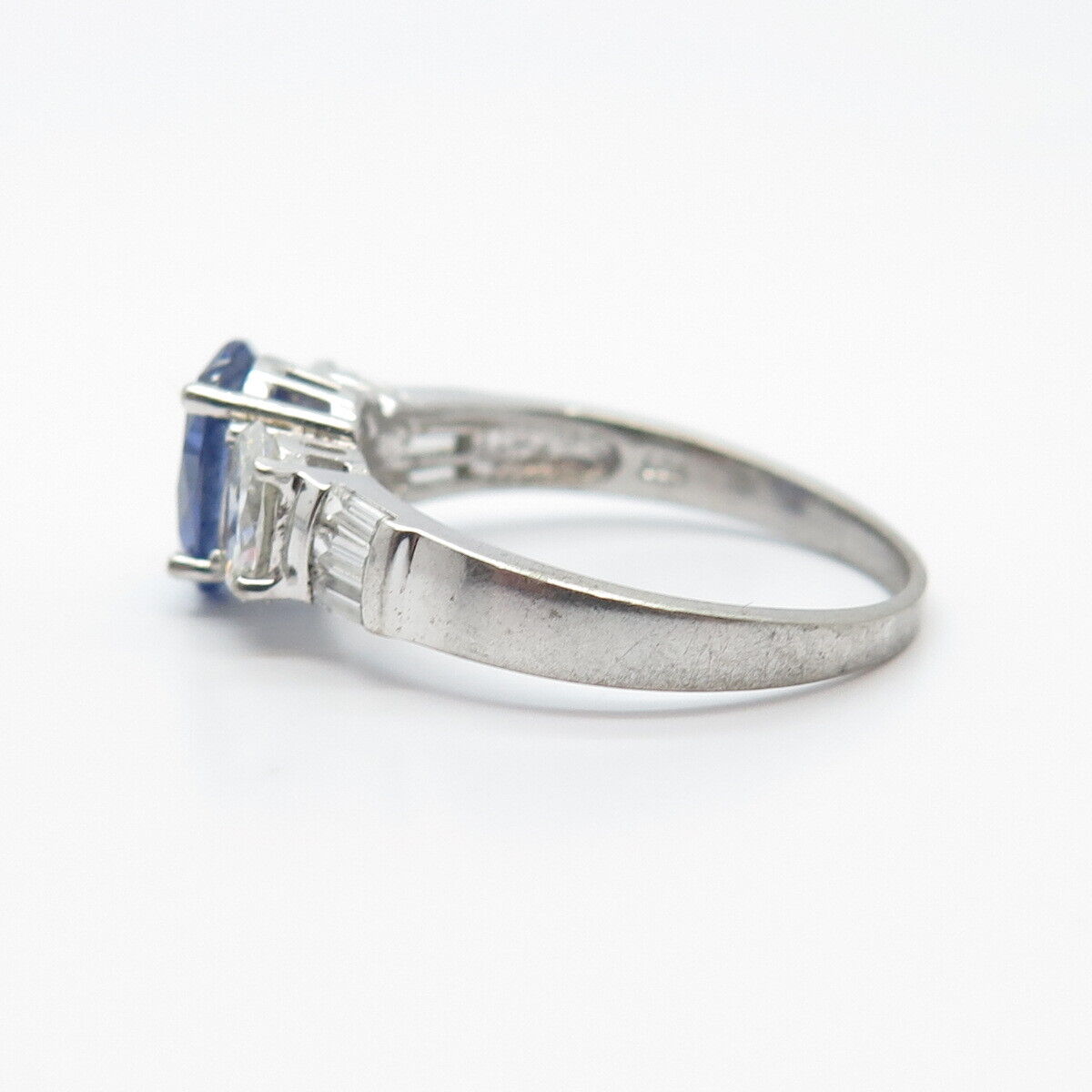 925 Sterling Silver White & Blue C Z Ring Size 8.75