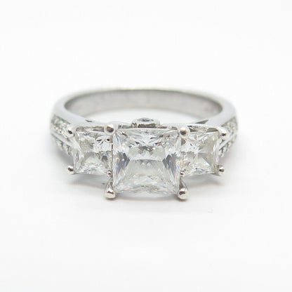 925 Sterling Silver Princess-Cut C Z Ring Size 7