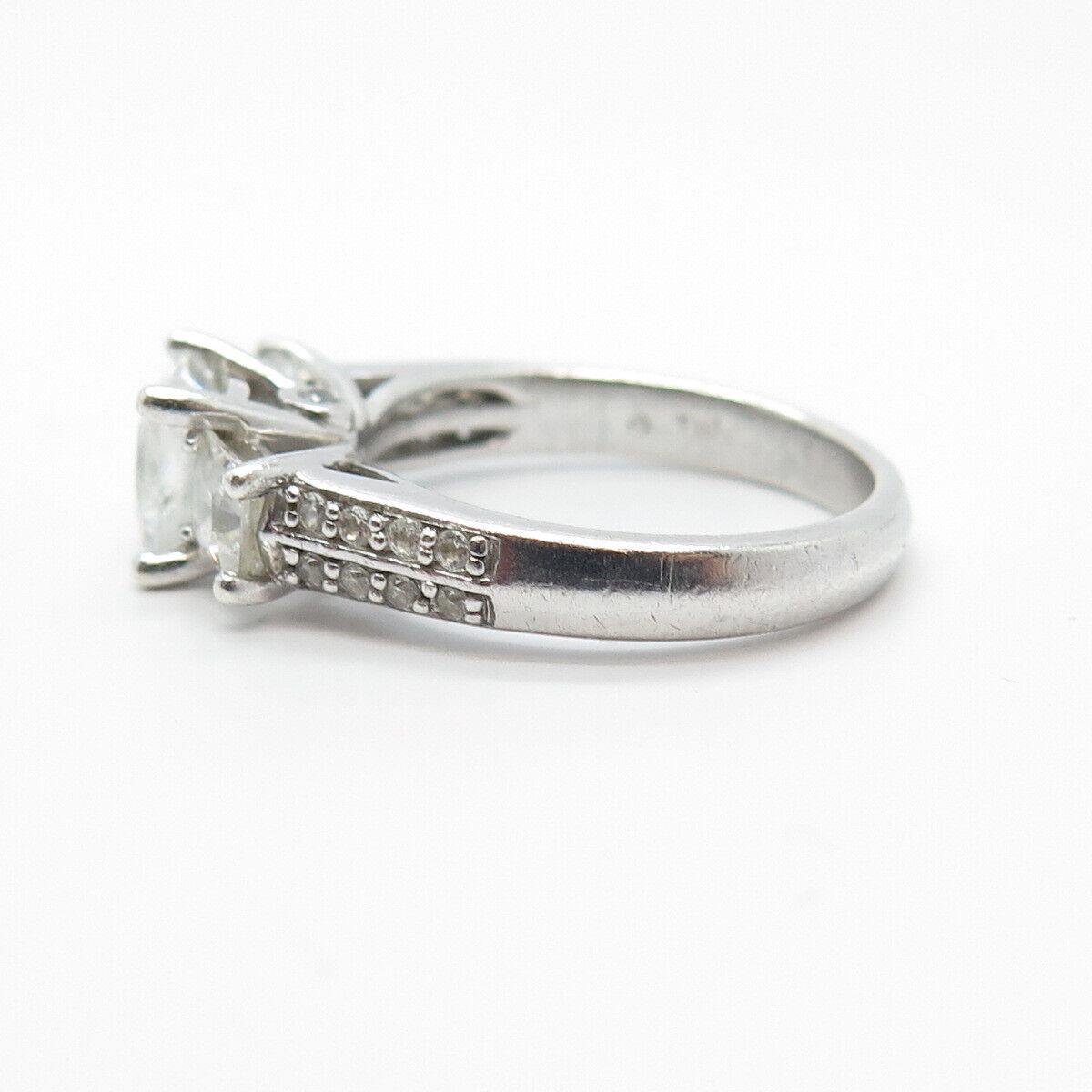 925 Sterling Silver Princess-Cut C Z Ring Size 7
