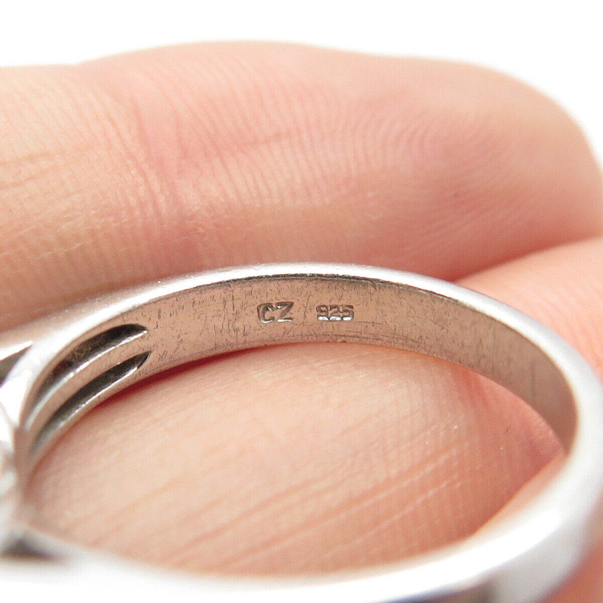 925 Sterling Silver Princess-Cut C Z Ring Size 7