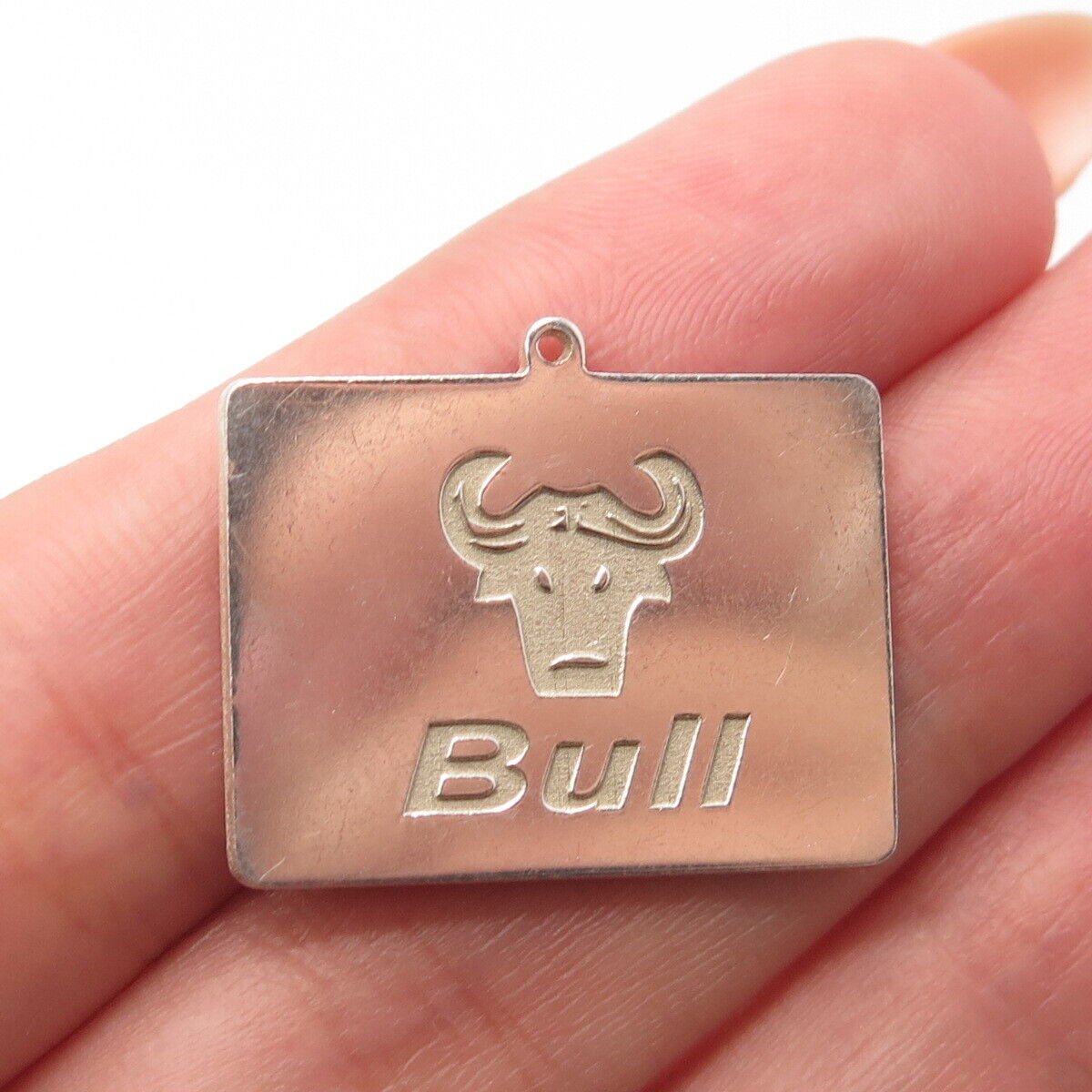 925 Sterling Silver Vintage Bull Pendant