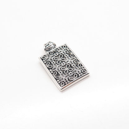 925 Sterling Silver Vintage Ornate Rectangle Pendant