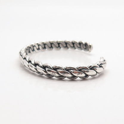 925 Sterling Silver Vintage Twisted Adjustable Cuff Bracelet 6"